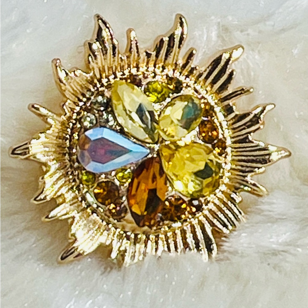 Sunflower Gold and Yellow Decorative Accent Brooch Stunning